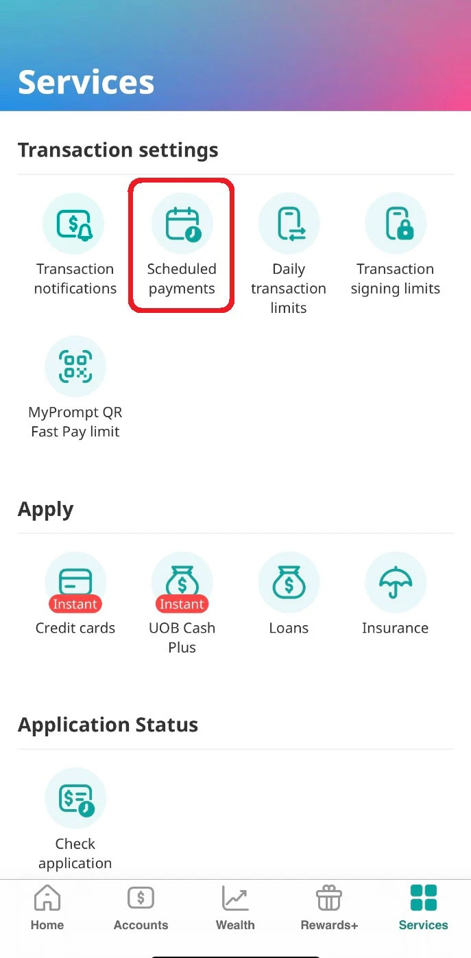 Select “Scheduled payments”.