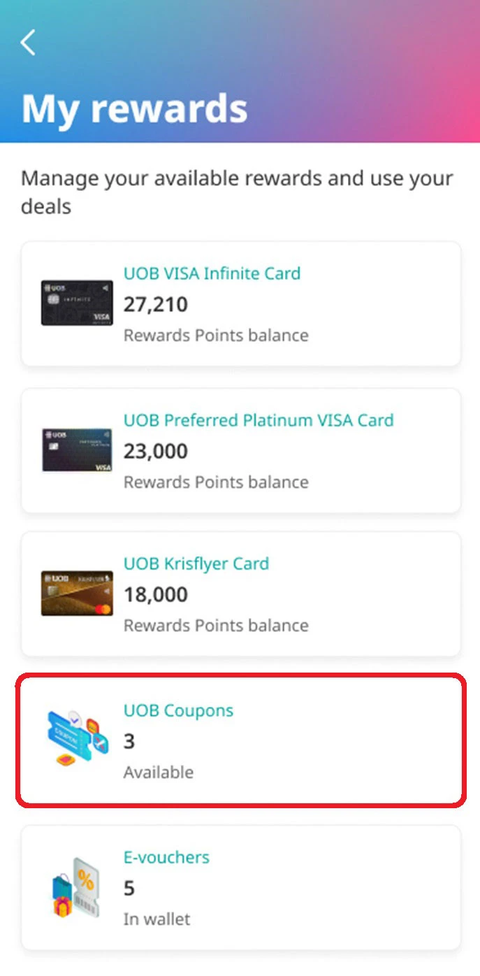 Tap on “UOB Coupons”.