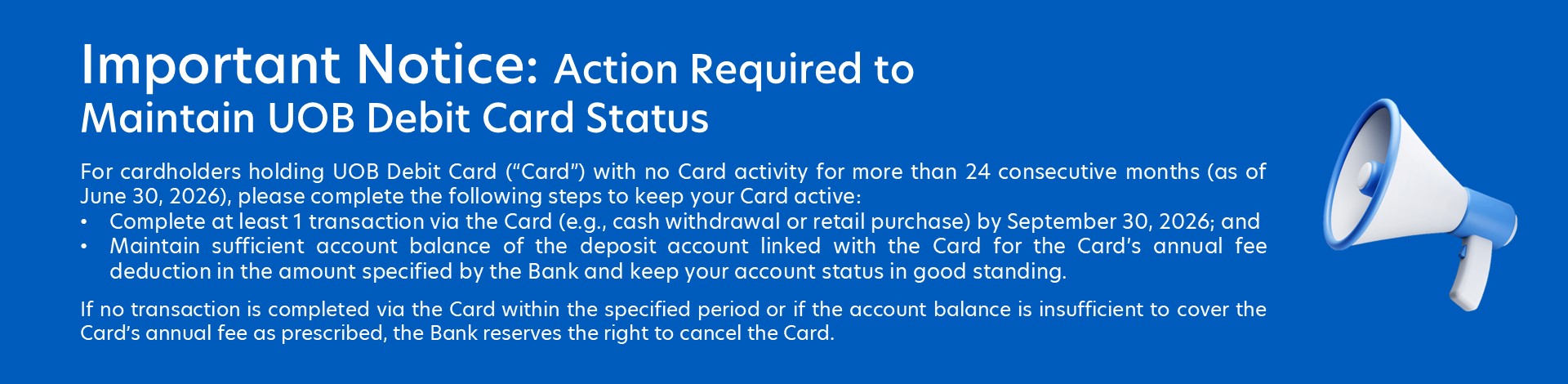 Debit Announcement
