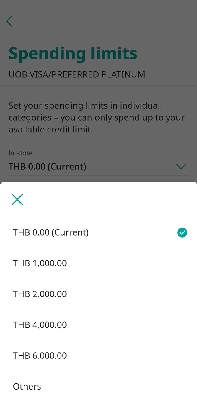 Select the transaction limit amount from the dropdown.
