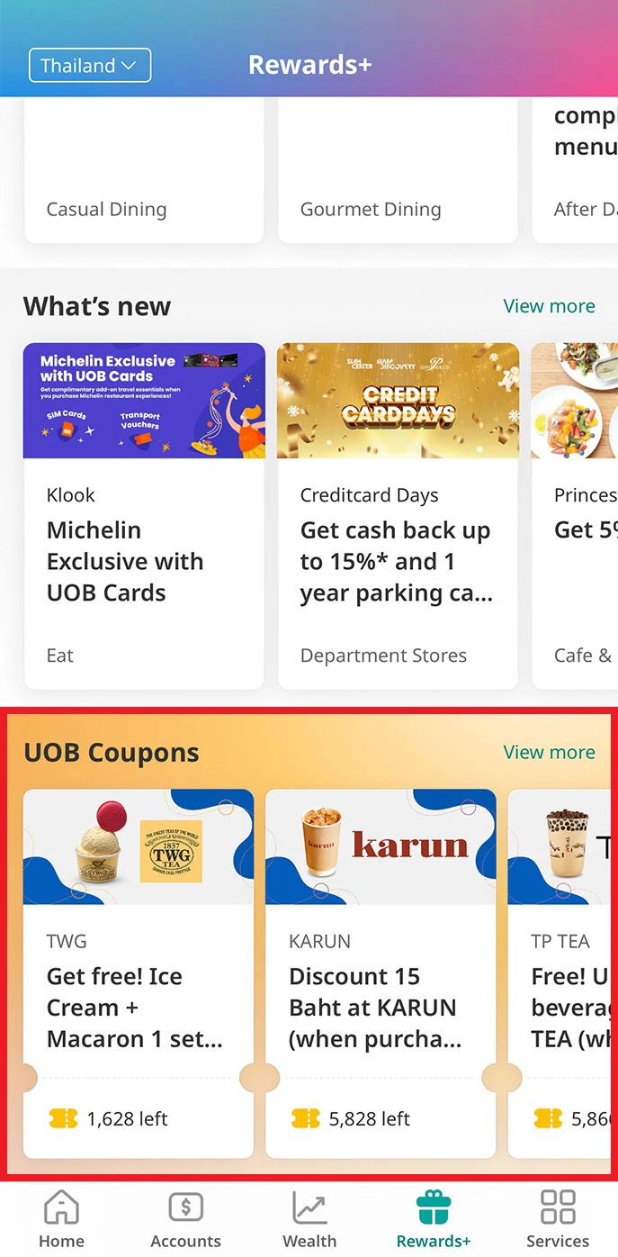 Scroll down to “UOB Coupons” section and select the coupon of your choice.