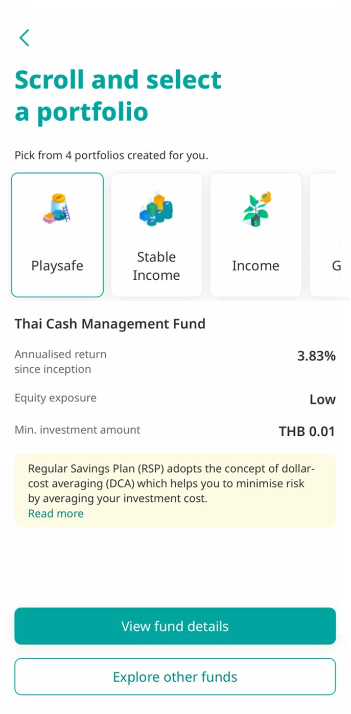 Create for you – choose from four curated fund portfolios depending on your goal and risk appetite.