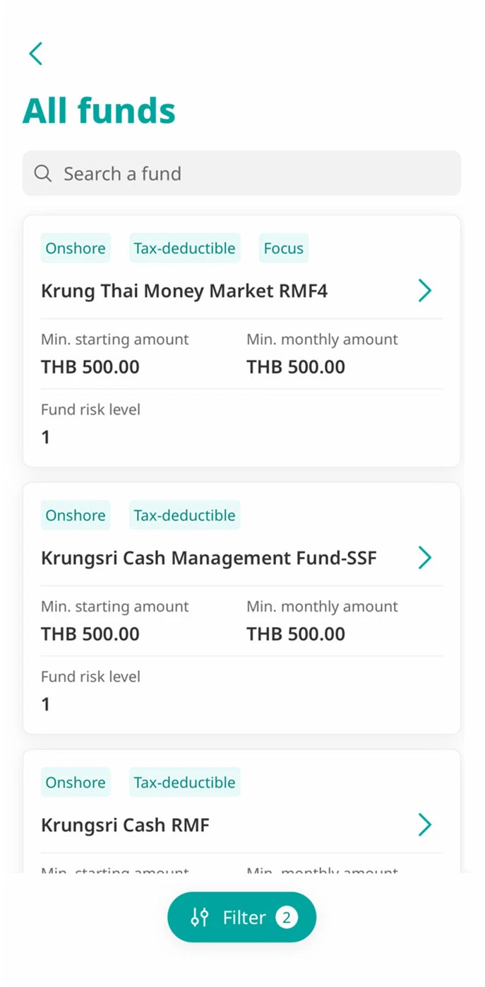 Choose your own – search for a specific fund name or browse and filter from all funds available at UOB.