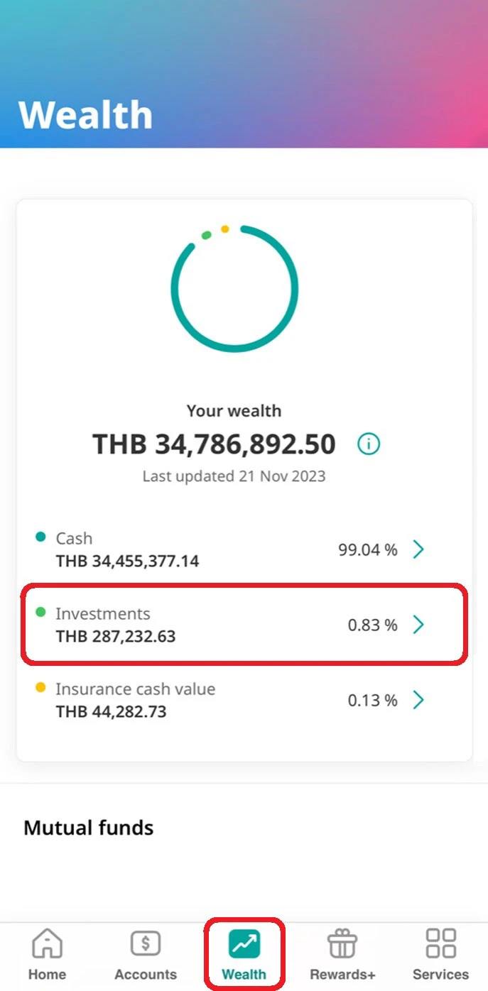 Log in to UOB TMRW and go to Wealth, then tap on “Investments”.