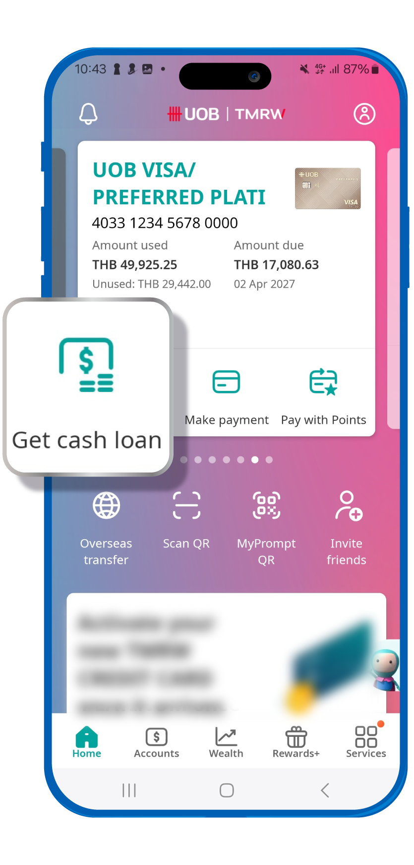 กด Sub-Menu UOB PayAnything ที่ปรากฏบนหน้าจอ
