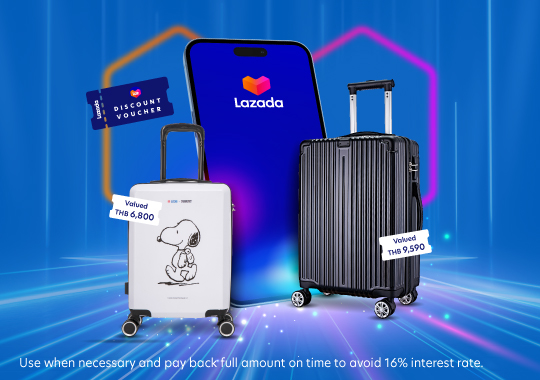 Get Exclusive Welcome Gifts Total Valued of THB 10,590* (suggested Get Superior Silver Trolley Bag + Lazada discount code total value of THB 10,590*)