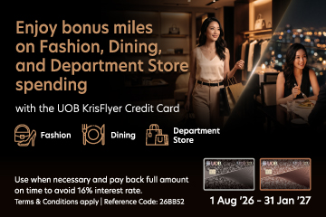 Enjoy bonus miles on Fashion, Dining, and Department Store spending with the UOB KrisFlyer Credit Card