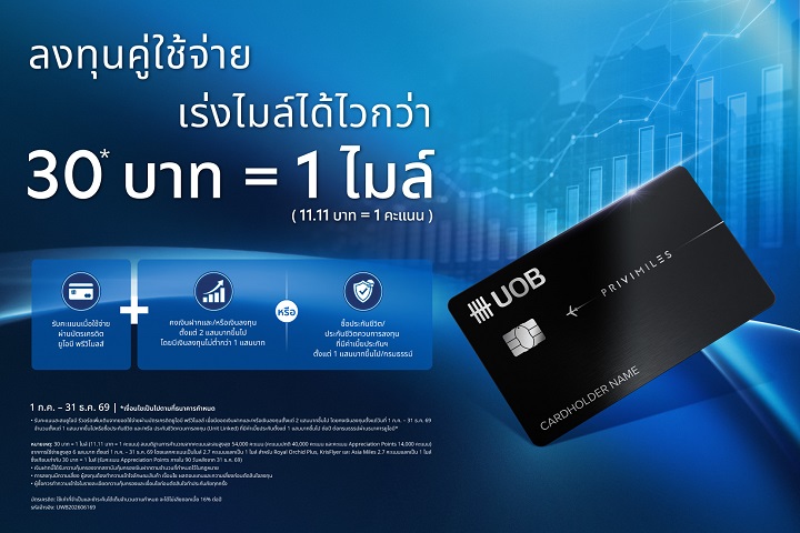 รับ 30 บาท = 1 ไมล์* เมื่อคงเงินฝากและเงินลงทุน​