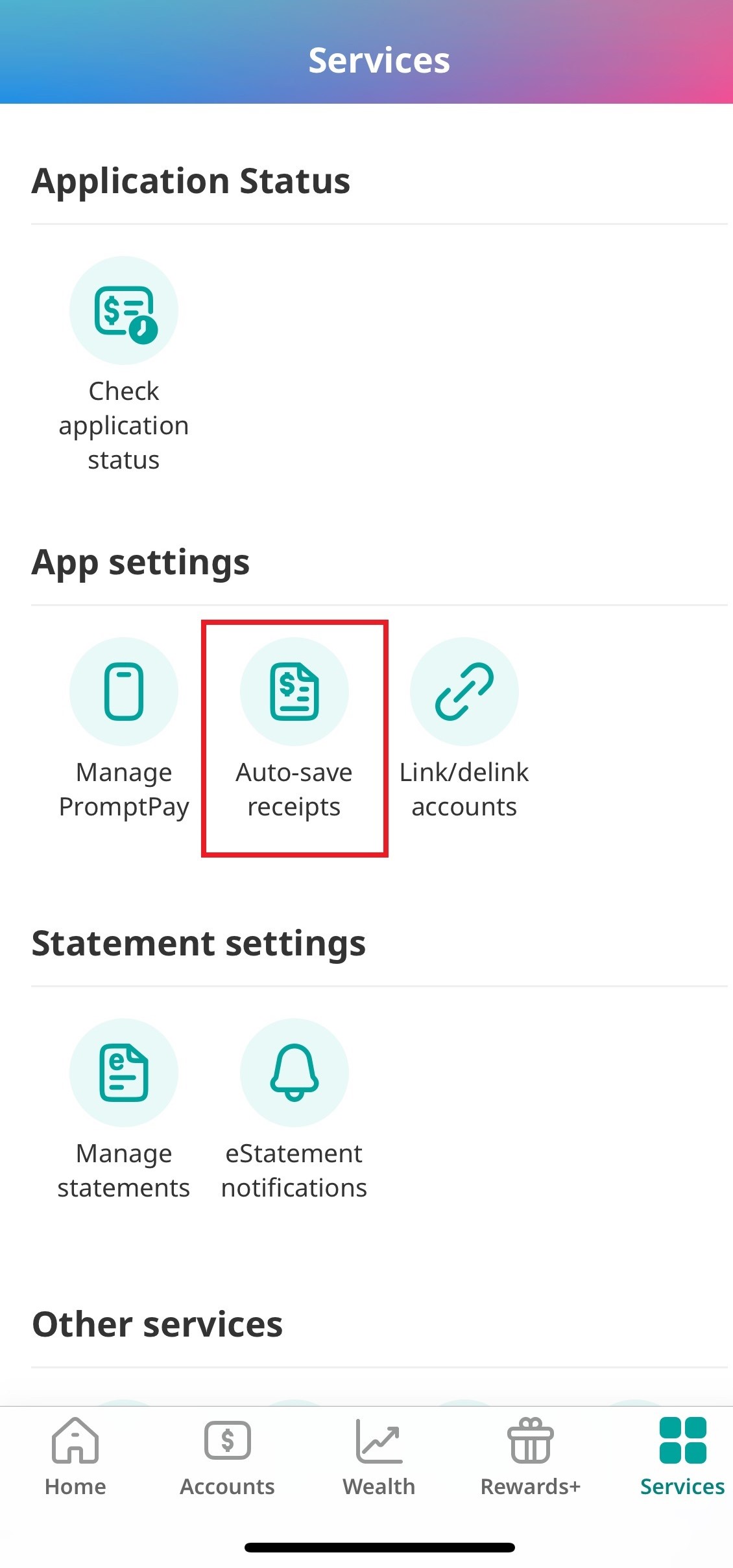  Select &ldquo;Auto-save receipts &rdquo;