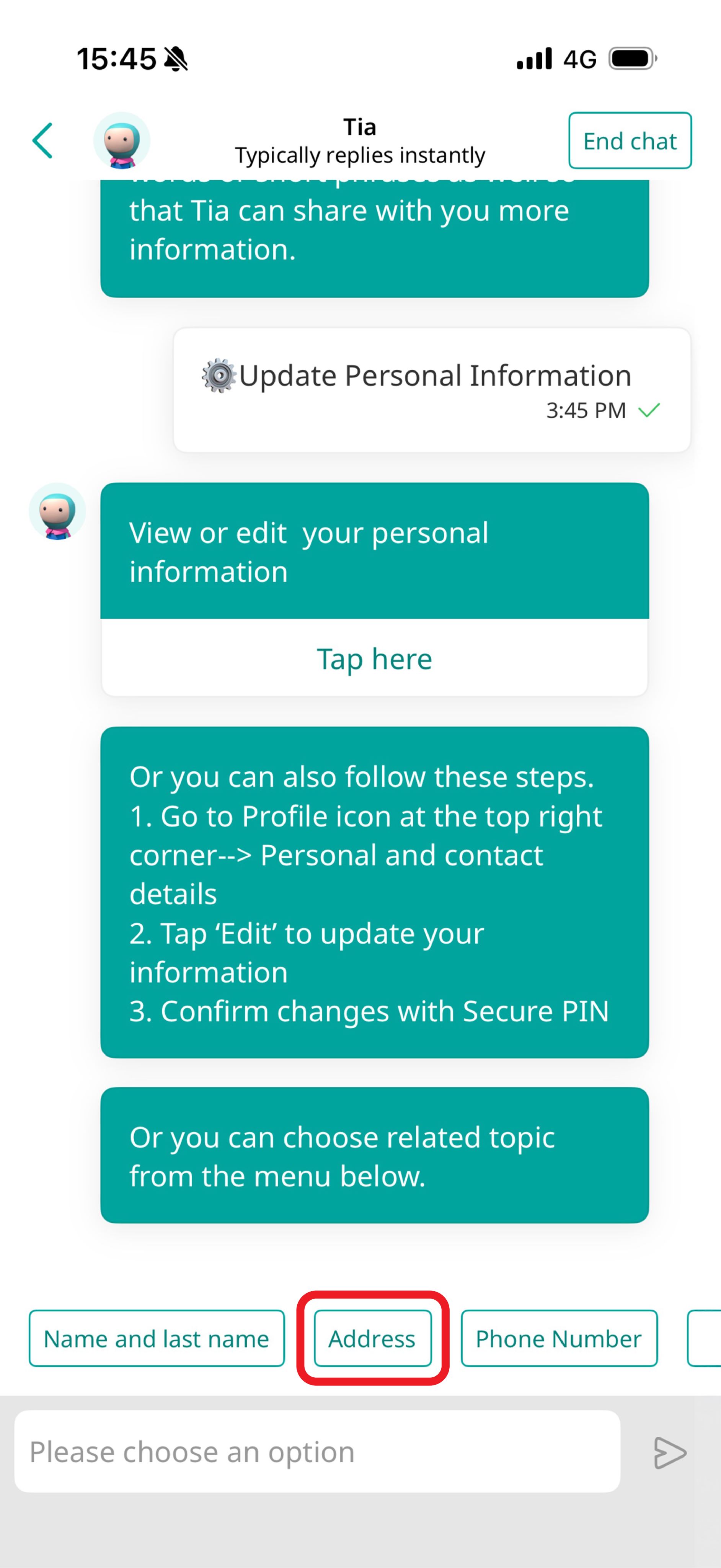 Select &ldquo;Address&rdquo;. 