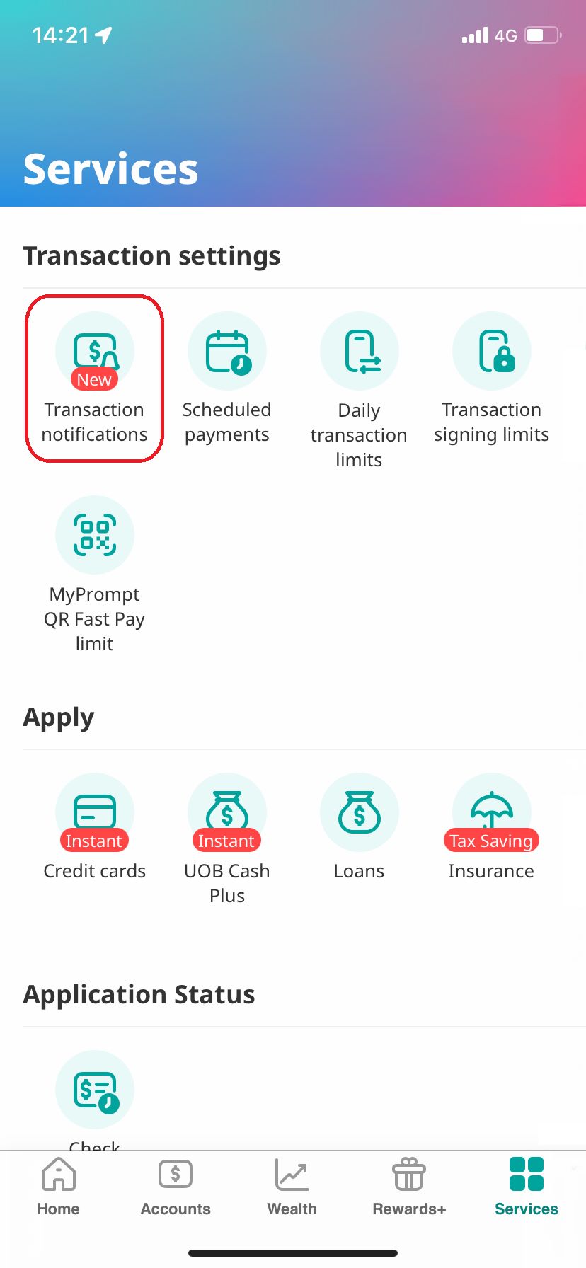 Under Transaction Settings, select “Transaction Notifications”.​​