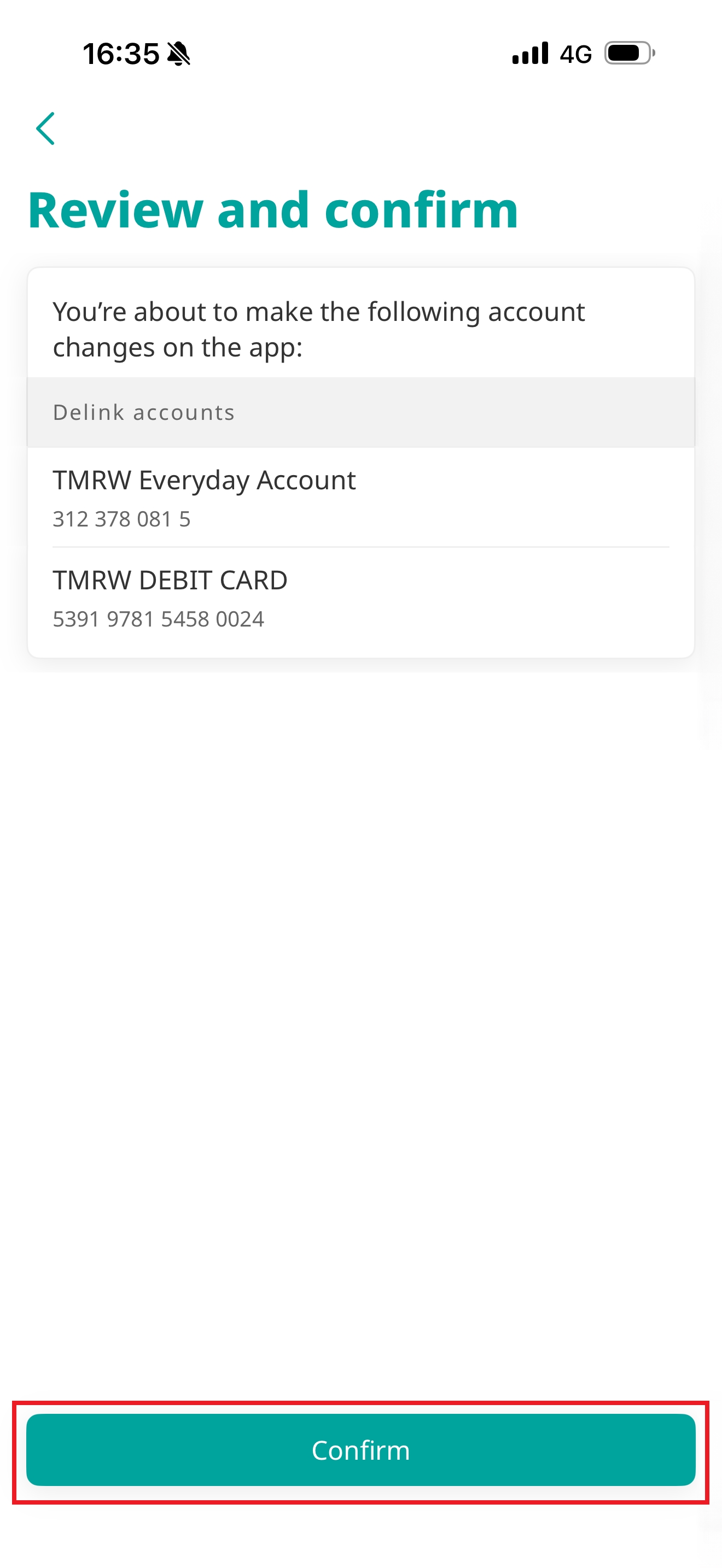 Review the selected accounts, then tap &ldquo;Confirm.&rdquo;​