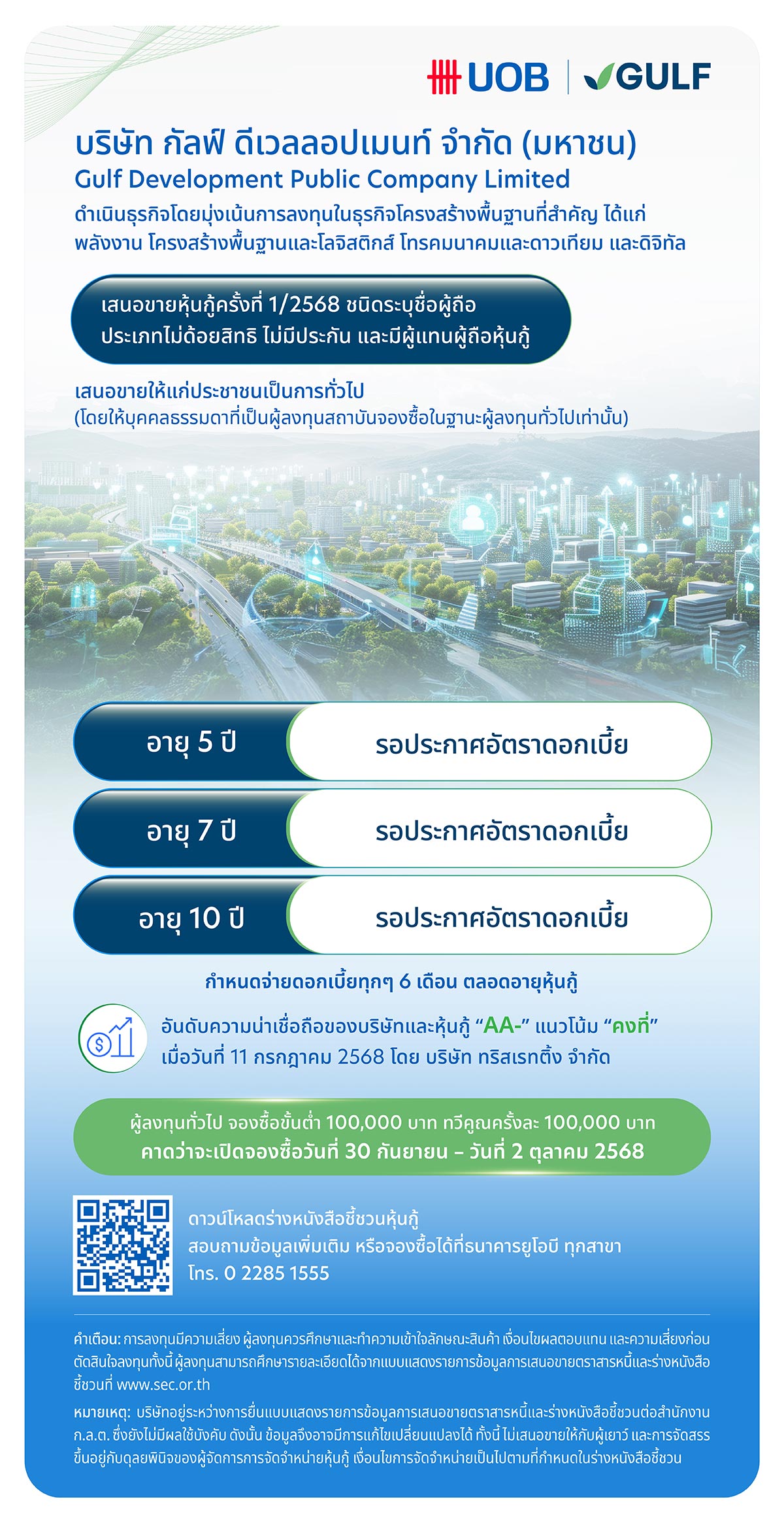 หุ้นกู้บริษัท กัลฟ์ ดีเวลลอปเมนท์ จำกัด (มหาชน)