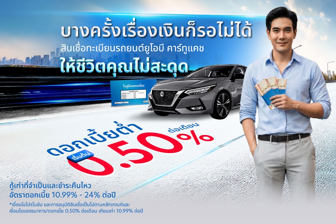 เมื่อสมัครผ่านช่องทางออนไลน์ ระหว่างวันที่ 1 ม.ค. – 30 มิ.ย. 69 **อัตราดอกเบี้ย 0.50% ต่อเดือน เทียบเท่ากับอัตราดอกเบี้ยแบบลดต้นลดดอก 10.99% ต่อปี