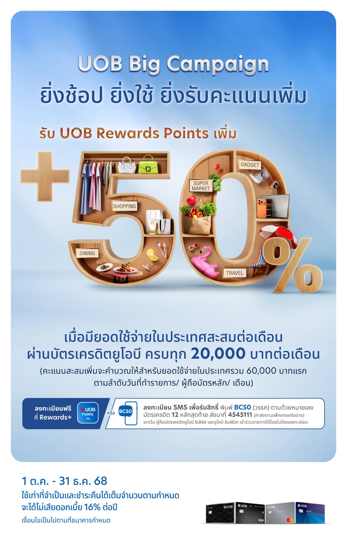 ยิ่งช้อป ยิ่งใช้ รับคะแนนเพิ่ม 50%
