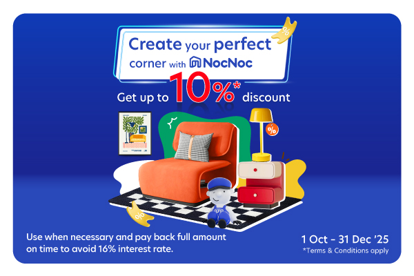 Get up to 10% discount when shopping on NocNoc website or application and paying with UOB credit card