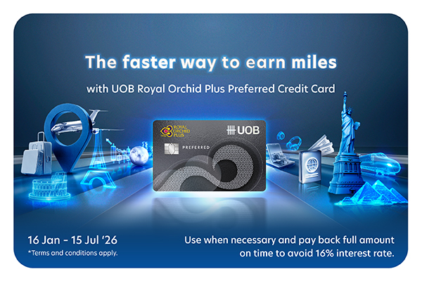 The faster way to earn miles with UOB Royal Orchid Plus Preferred Credt Card*