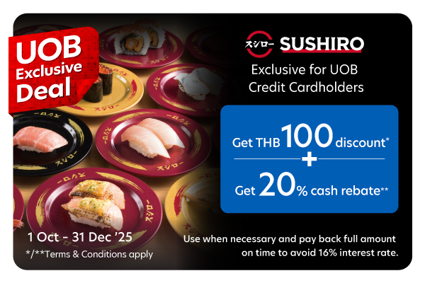 Get THB 100 discount and Get 20% cash rebate