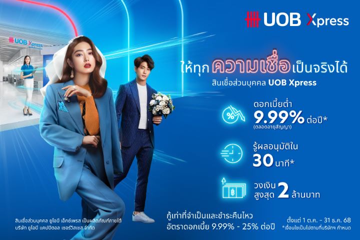 ลูกค้า UOB Xpress รับของกำนัลรวมมูลค่า 7,990 บาท*