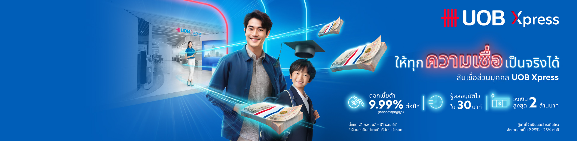 การเพิ่มวงเงินสินเชื่อส่วนบุคคล UOB Xpress