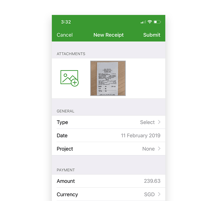 image of phone taking photo of receipt