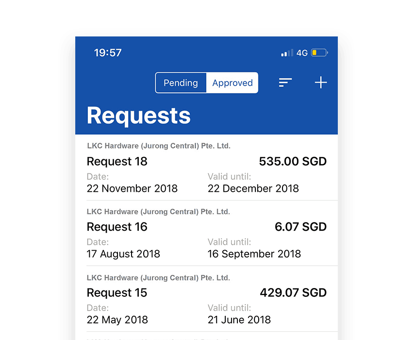 screenshot of mobile app