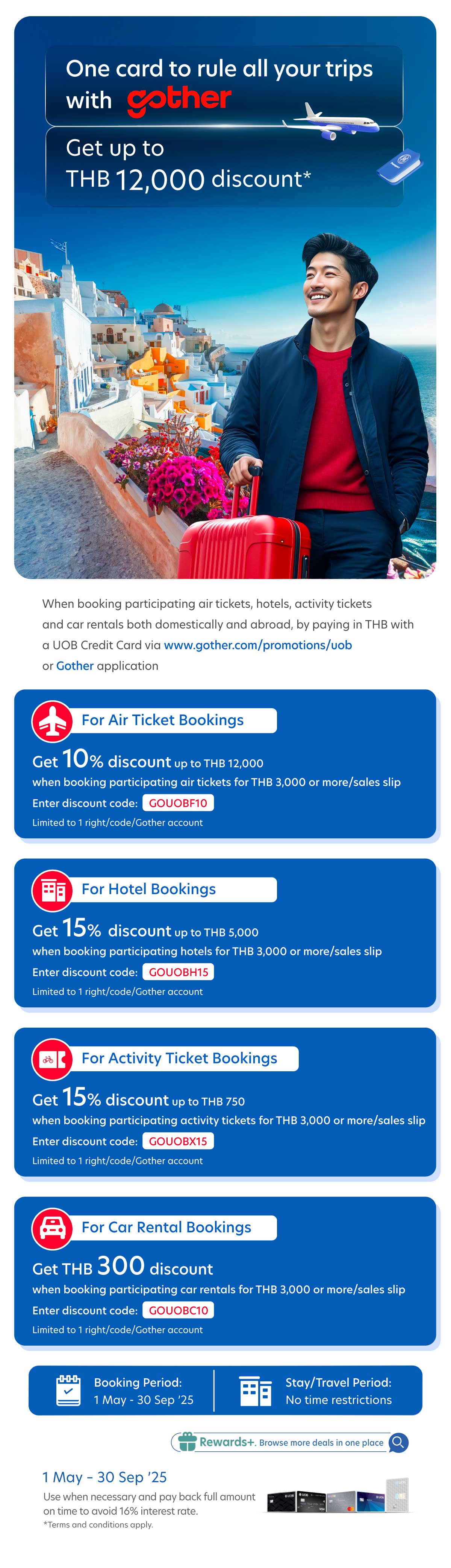Get up to THB 12,000 discount when booking air tickets with Gother and paying with a UOB Credit Card