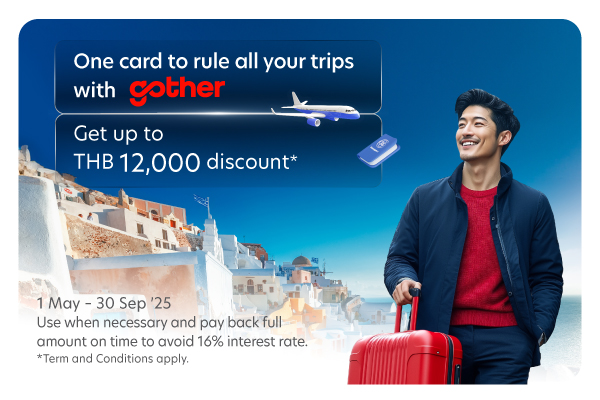 Get up to THB 12,000 discount when booking air tickets with Gother and paying with a UOB Credit Card