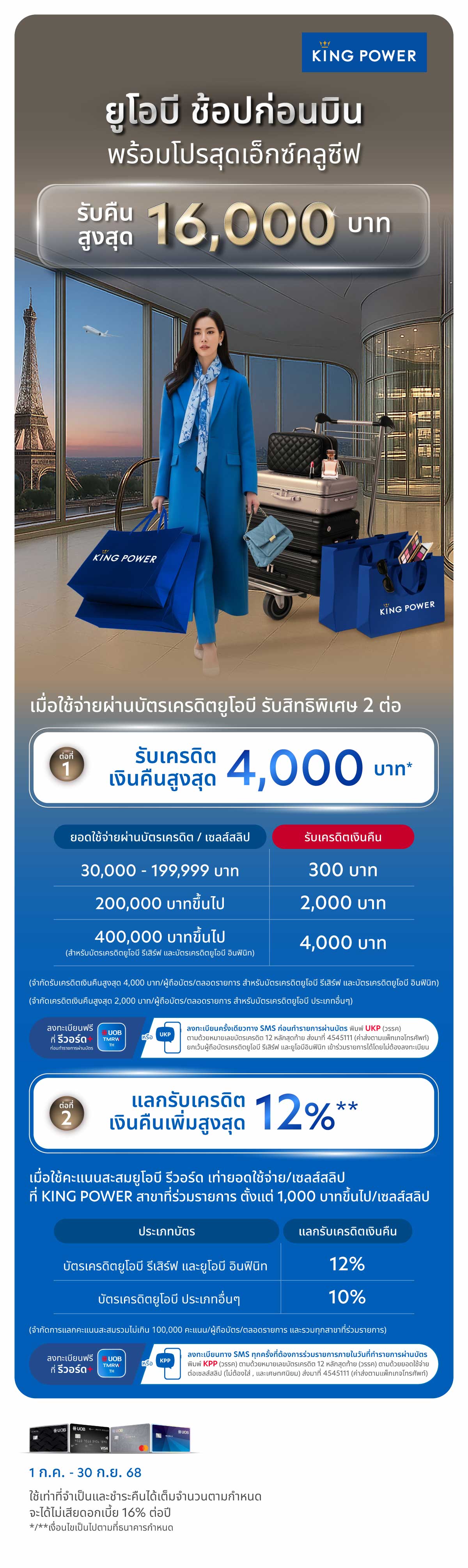 ยูโอบีช้อปก่อนบิน พร้อมรับโปรสุดฟิน คืนสูงสุด 16,000 บาท