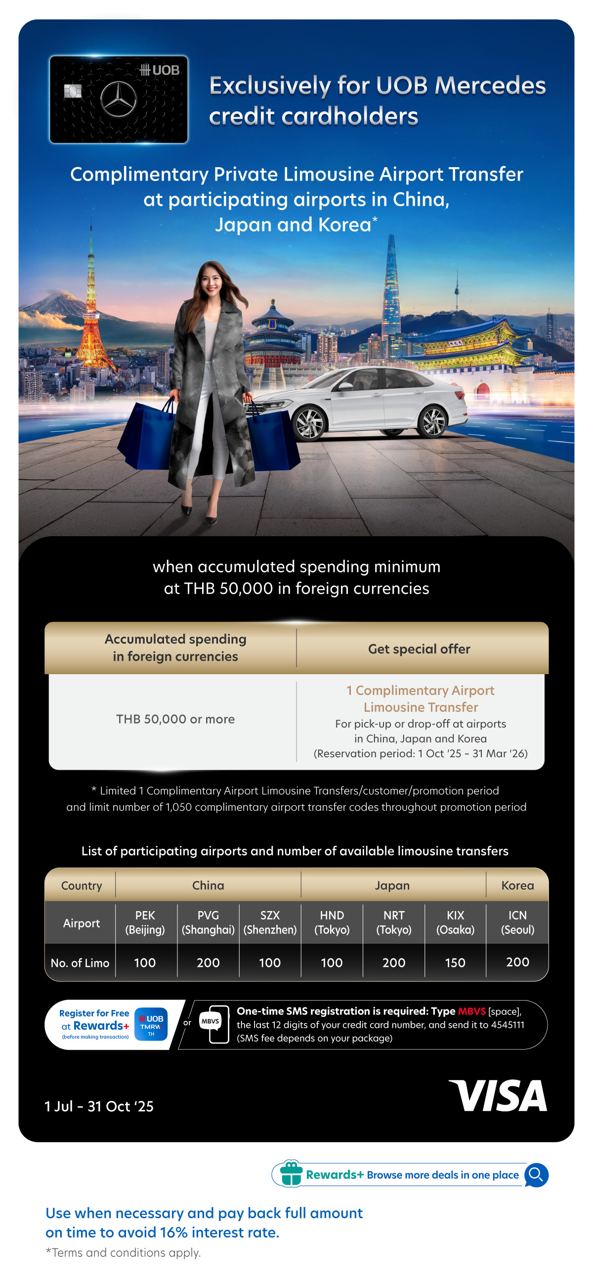 Complimentary Limousine for UOB Mercedes cardholders at airports in China, Japan and Korea*